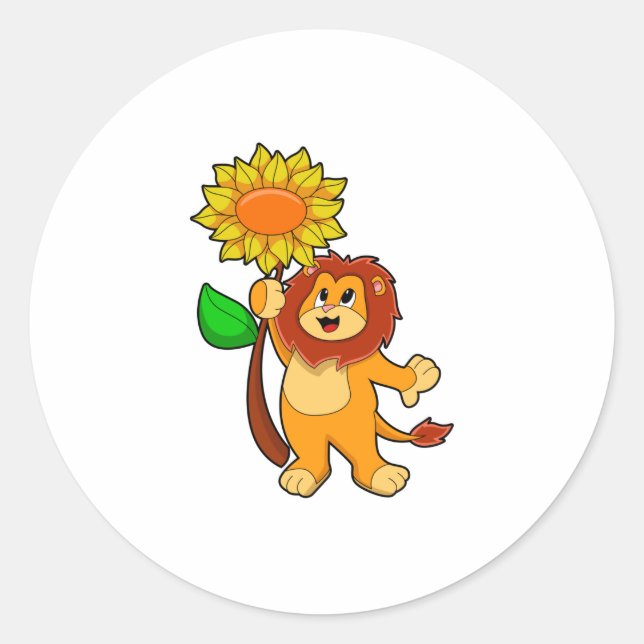 Sticker Rond Lion with Flower (Devant)