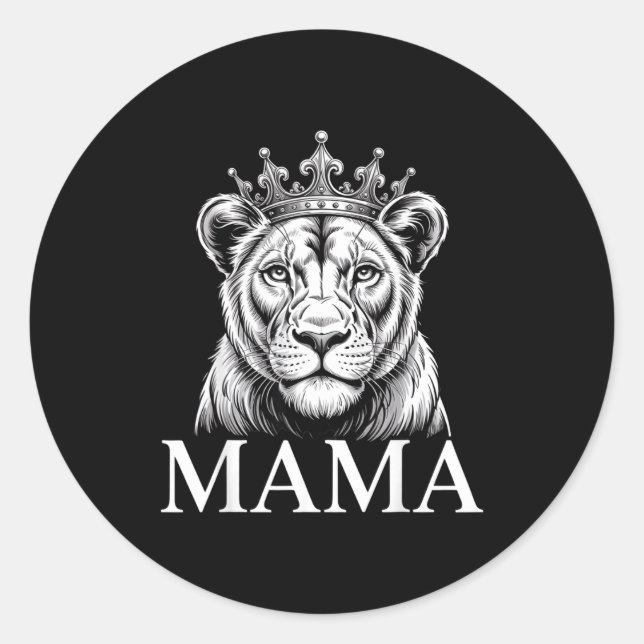 Sticker Rond Lioness Mama Lion Animal Lioness Women Lioness  (Devant)
