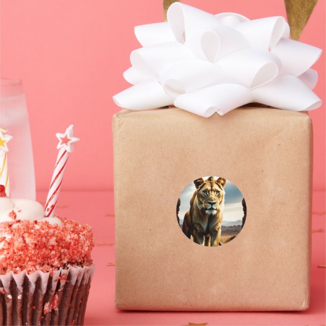 Sticker Rond Lioness Stop 2 (Fête)