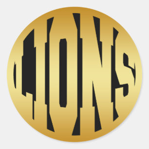 STICKER ROND LIONS - TEXTE OR