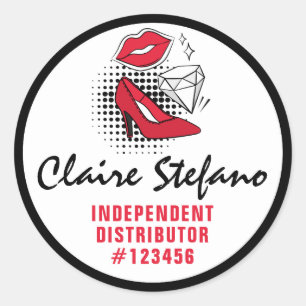 Sticker Rond Lipstick Distributeur Moderne Glamor Beauté Kiss