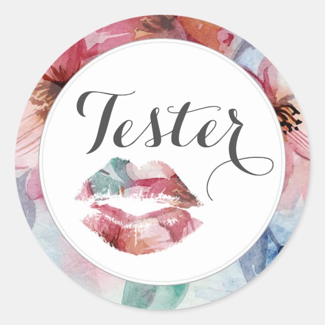 Sticker Rond Lipstick Distributeur Produit Tester Aquarelle Lip (Devant)
