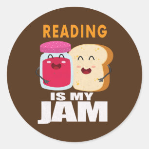 Sticker Rond Lire est ma confiture drôle J'aime lire
