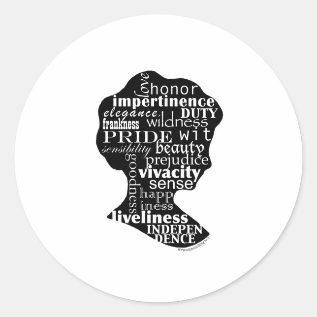 Sticker Rond Lisez Jane Austen Cameo (Devant)