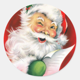Sticker Rond Liste de Noël de Père Noël