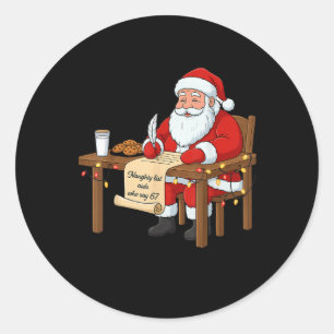 Sticker Rond Liste des vilains aide à dire 67 Meme de Noël