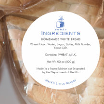 Liste d'ingrédients de pain de mie bleu minimalist