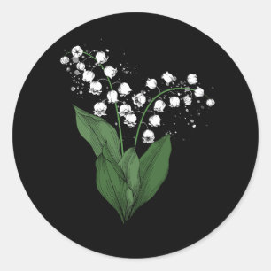 Sticker Rond Lit Blanche De L'Aquarelle Fleur De Vallée