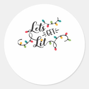 Sticker Rond Lit Drôle Pun de Noël Classique