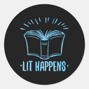 Sticker Rond Lit Happens Livre Lecture Littéraire Anglais Ensei