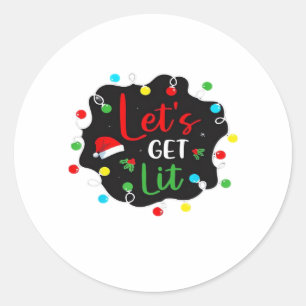 Sticker Rond Lit Noël Lumière Boire Père Noël Esse
