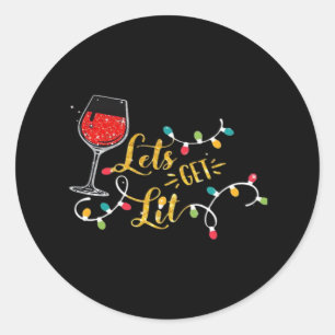 Sticker Rond Lit Vins Lunettes Vins Lumières Noël Drinki