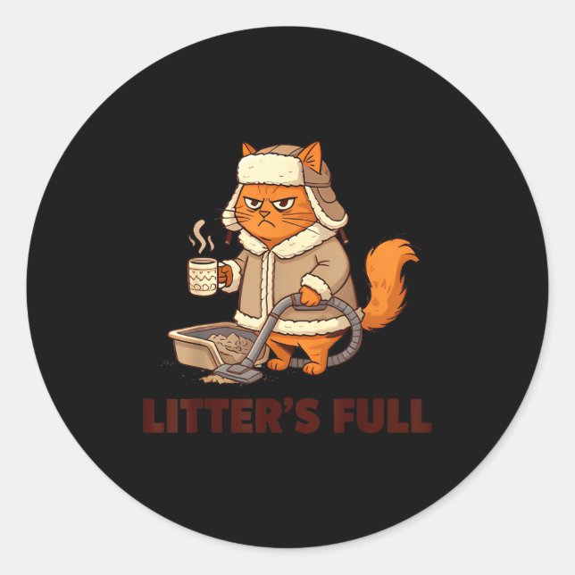 Sticker Rond Litter’s Full Funny Cat Lovers Christmas Xmas  (Devant)