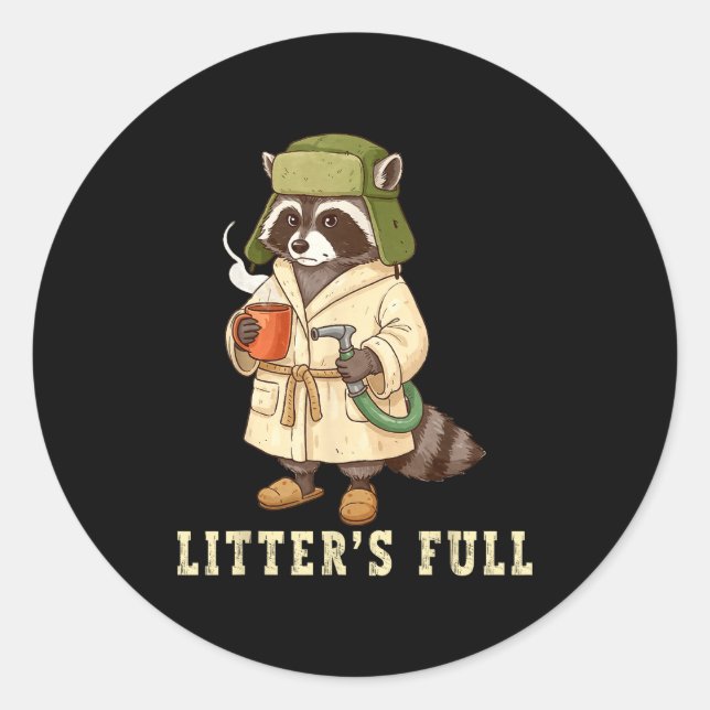 Sticker Rond Litter’s Full Funny Raccoon Christmas Mpy Raccoon  (Devant)