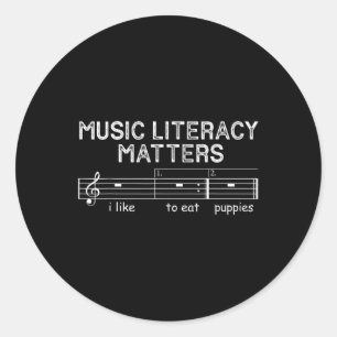 Sticker Rond Littérature Musique J'Aime Manger Des Chiots