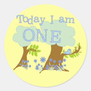 Sticker Rond Little Bluebird 1er Anniversaire Tshirts et cadeau