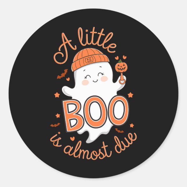 Sticker Rond Little Boo Est Presque Dû Mignonne Grossesse Hallo (Devant)