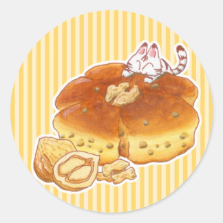 Sticker Rond Little Cat & Walnut bread