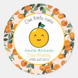 Sticker Rond Little Cutie Orange Citrus 1er anniversaire