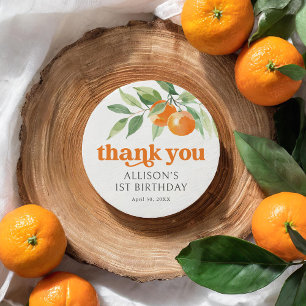Sticker Rond Little Cutie Orange fête d'anniversaire