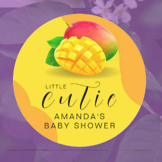Sticker Rond Little Cutie Orange Fruit Baby shower mignon