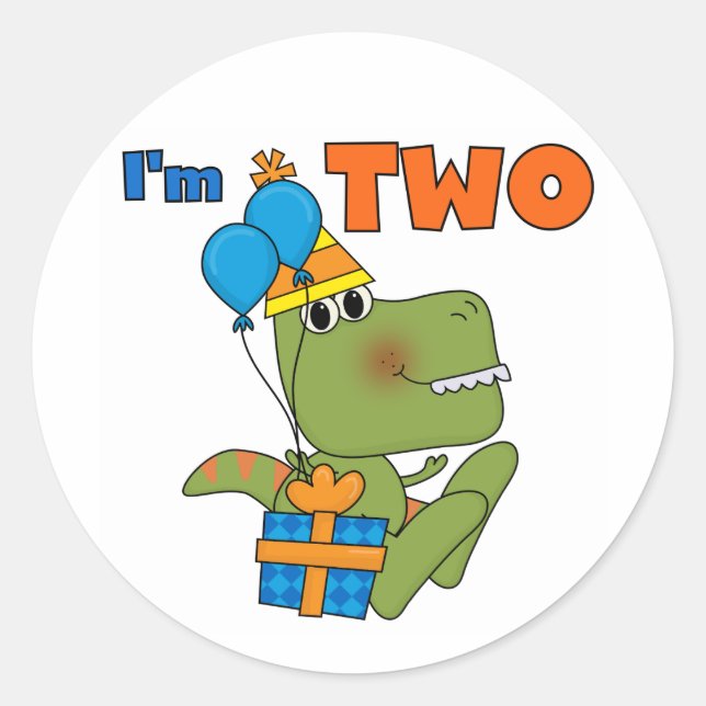 Sticker Rond Little Dino 2e Anniversaire Tshirts et cadeaux (Devant)