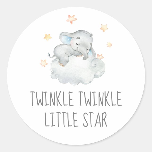 Sticker Rond Little Elephant Boy Twinkle Twinkle Little Star (Devant)