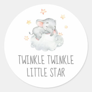Sticker Rond Little Elephant Girl Twinkle Twinkle Little Star