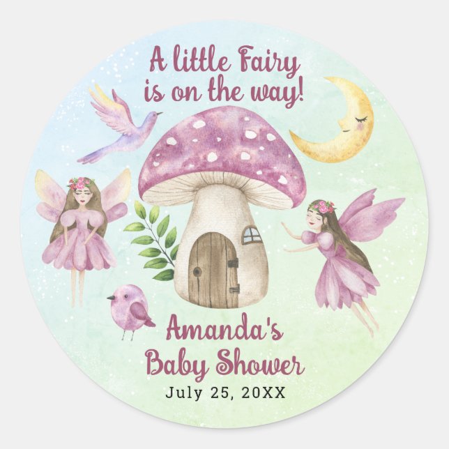 Sticker Rond Little Fairy Whimsical Baby Shower (Devant)
