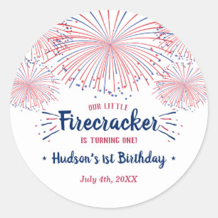 Sticker Rond Little Firecracker 4 juillet 1er anniversaire