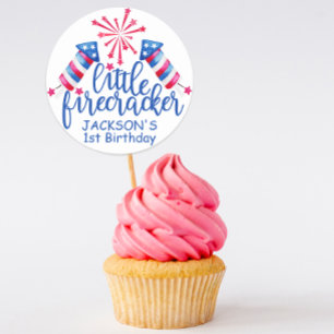 Sticker Rond Little Firecracker 4 juillet fête d'anniversaire