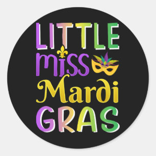 Sticker Rond Little Miss Mardi Gras Pour Costume De La Nouvelle
