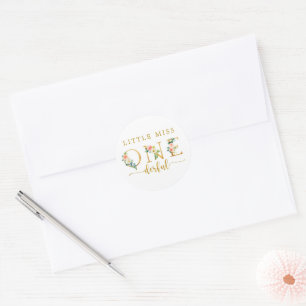 Sticker Rond Little Miss Onederful Girl 1er anniversaire