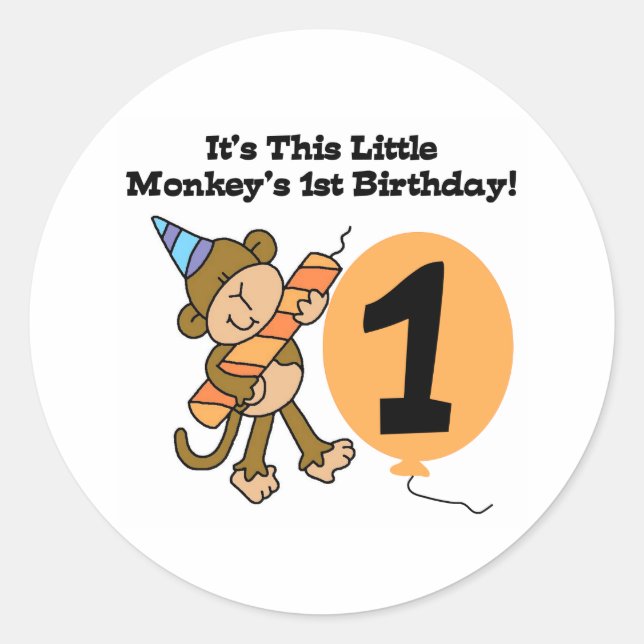 Sticker Rond Little Monkey 1er anniversaire (Devant)