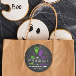 Sticker Rond Little Monster Halloween Genre Revela Party