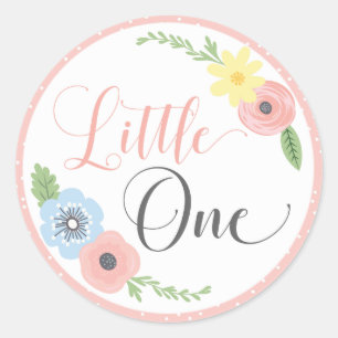 Sticker Rond Little One Floral Baby's First Birthday Party