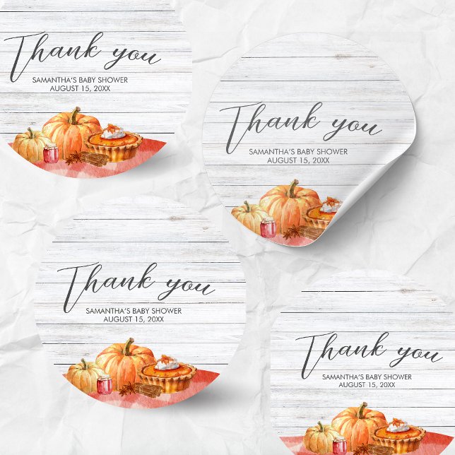 Sticker Rond Little Pumpkin Fall Picnic Baby Shower (Pumpkin Fall Baby Shower Round Sticker)