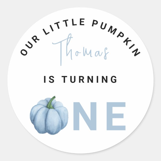 Sticker Rond Little Pumpkin première fête d'anniversaire (Devant)