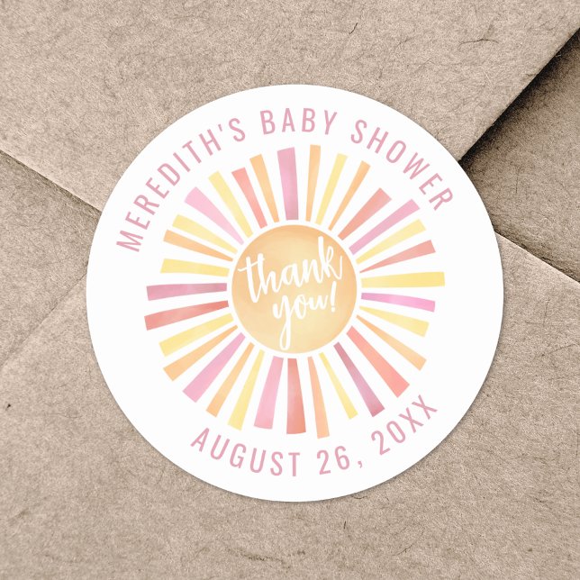 Sticker Rond Little Ray Of Sunshine Boho Baby shower (Little Ray Of Sunshine Boho Baby Shower Classic Round Sticker)