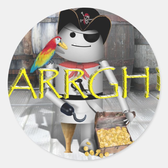 Sticker Rond Little Robo-x9 pour Talk Like A Pirate Day AAARGH! (Devant)