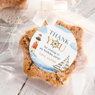 Sticker Rond Little Sailor Nautical Blue Pastel 1er Anniversair