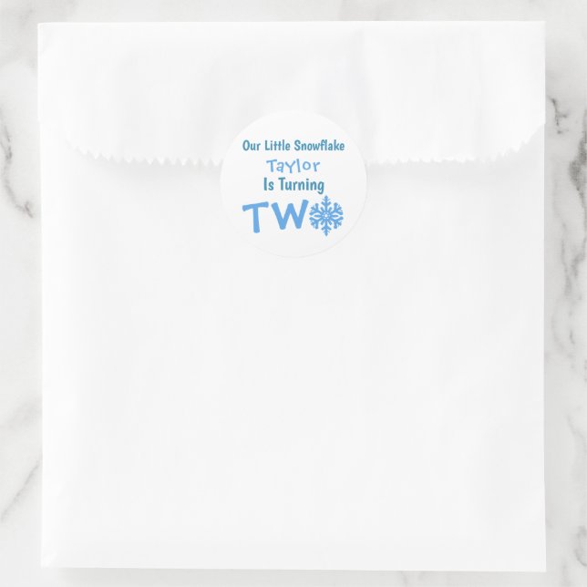 Sticker Rond Little Snowflake 2e anniversaire (Sac)
