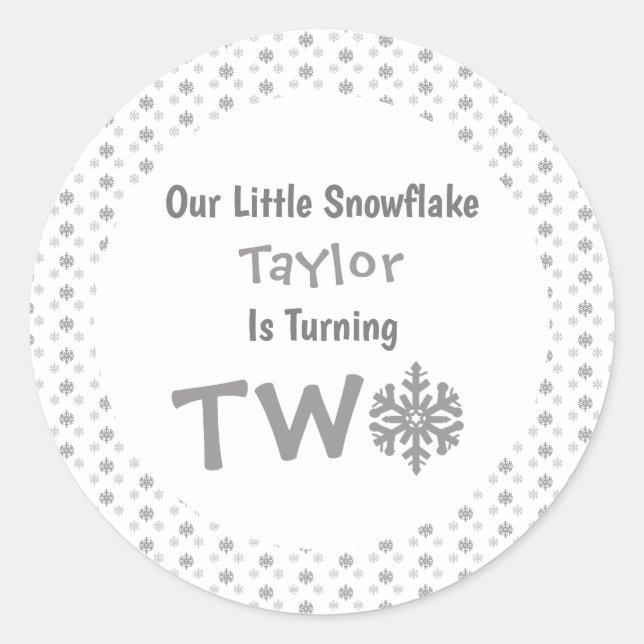 Sticker Rond Little Snowflake 2e anniversaire (Devant)