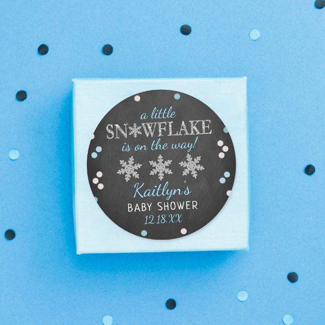 Sticker Rond Little Snowflake Boys Baby shower d'hiver (Créateur téléchargé)