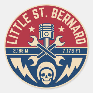 Sticker Rond Little St Bernard Pass Français italie Motobik alp