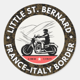 Sticker Rond Little St Bernard Pass Français italie Motobik alp