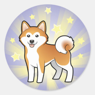 Sticker Rond Little Star Akita Inu / Shiba Inu