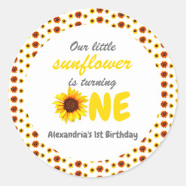 Sticker Rond Little Sunflower 1er anniversaire