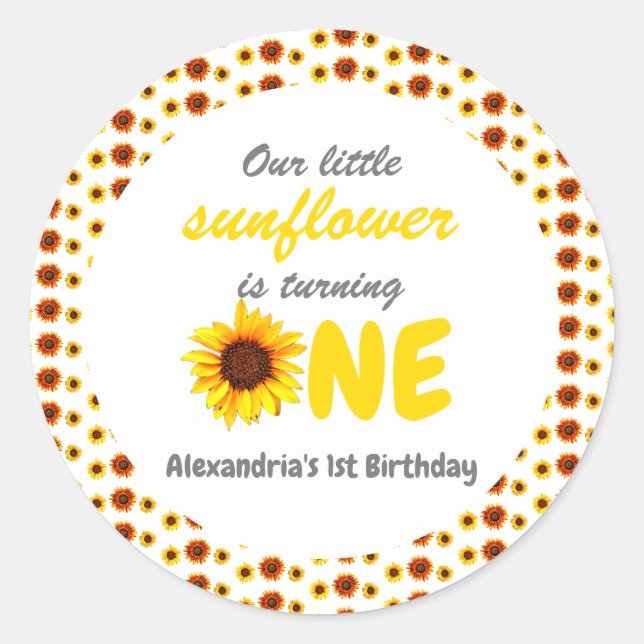 Sticker Rond Little Sunflower 1er anniversaire (Devant)