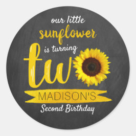 Sticker Rond Little Sunflower Chalkboard 2e anniversaire